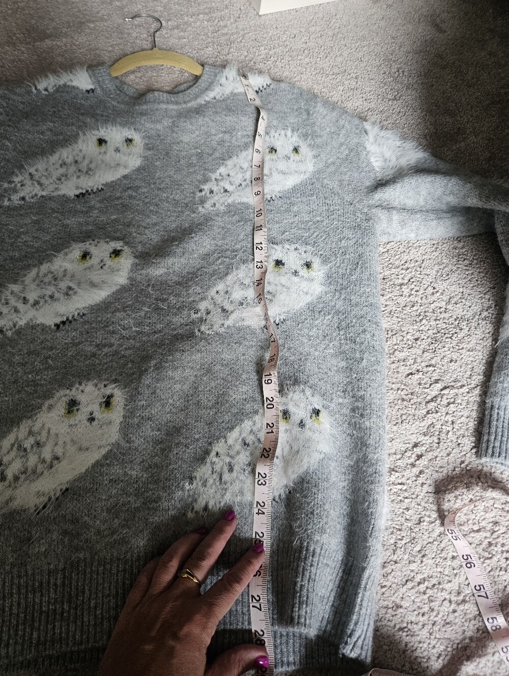 Harry Potter Hedwig Owl Crewneck Sweater Gray Medium - Picture 7 of 7